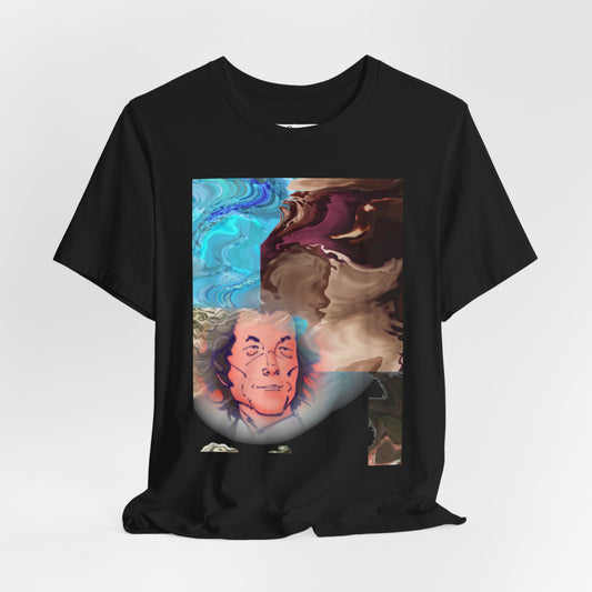 Abstract Portrait Graphic T-Shirt – Modern Art Glitch Face Tee, Streetwear Design