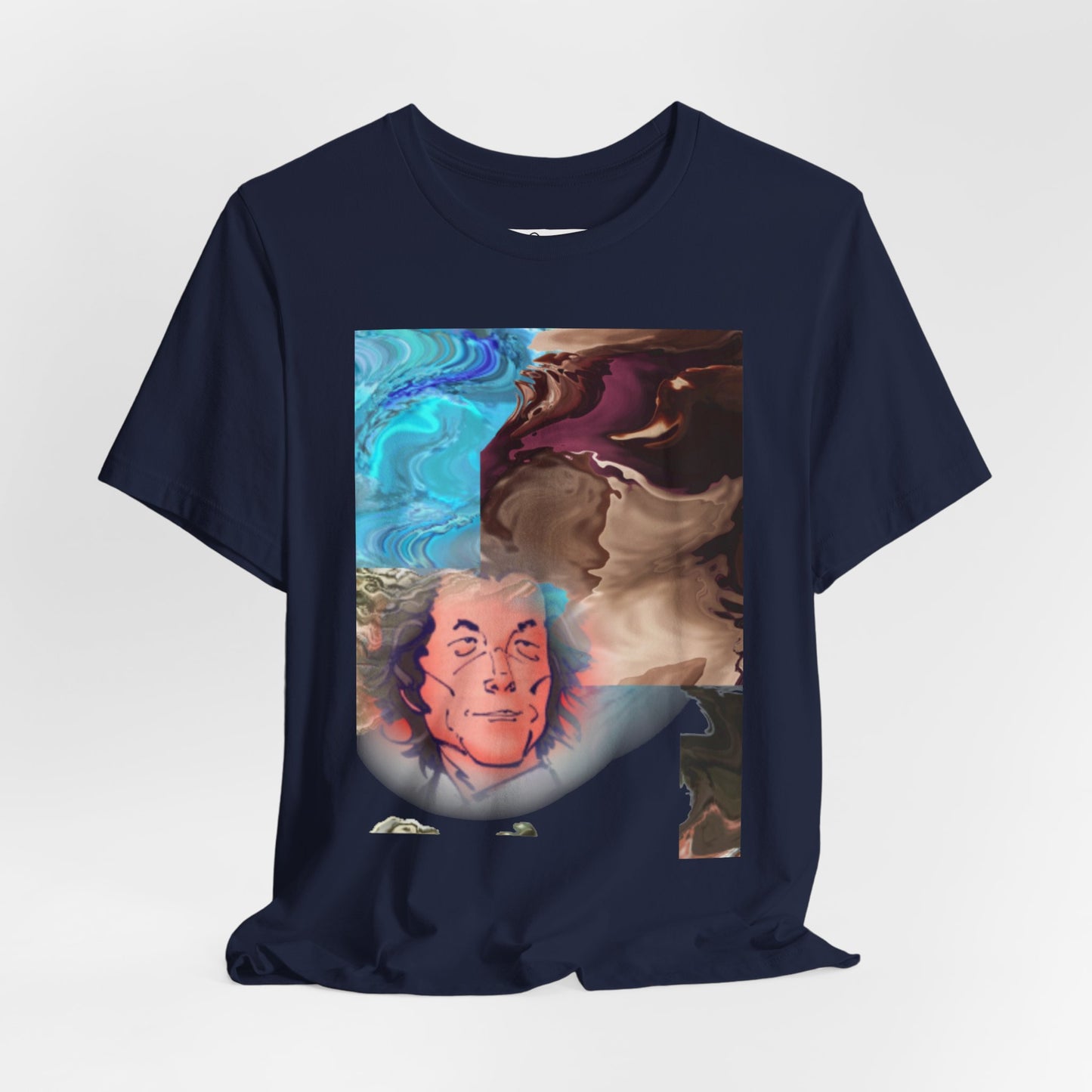 Abstract Portrait Graphic T-Shirt – Modern Art Glitch Face Tee, Streetwear Design