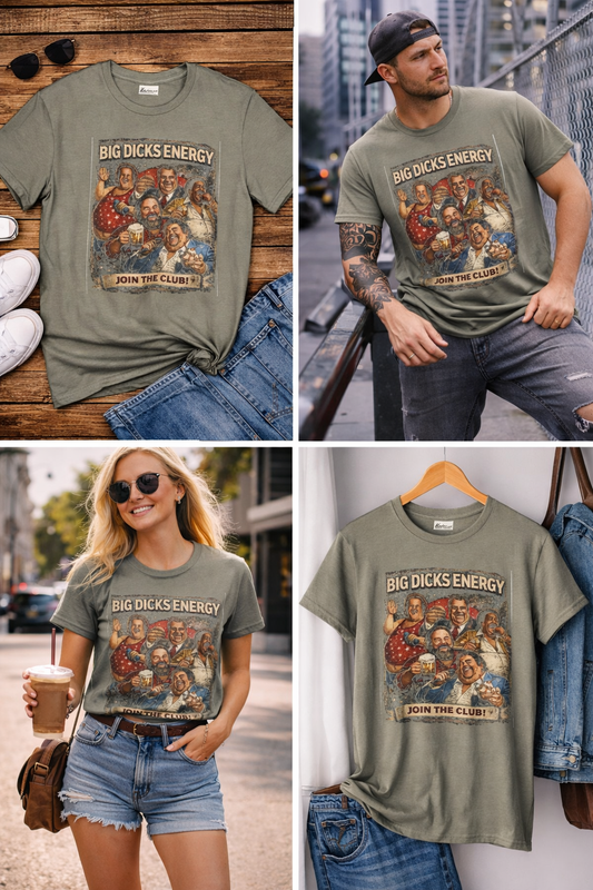 "Big Energy Club” Funny Graphic T-Shirt – Bold Humor Party Streetwear Tee