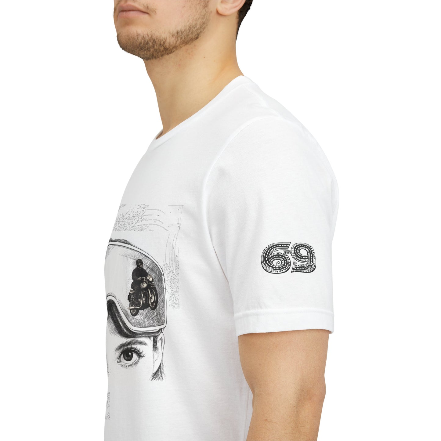 Ski Goggle Eyes Graphic Tee — Retro Motorcycle Racing T‑Shirt