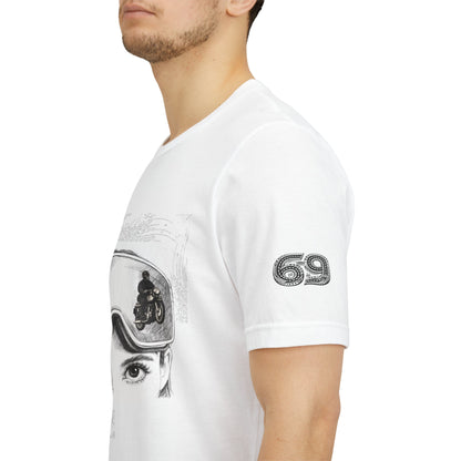 Ski Goggle Eyes Graphic Tee — Retro Motorcycle Racing T‑Shirt