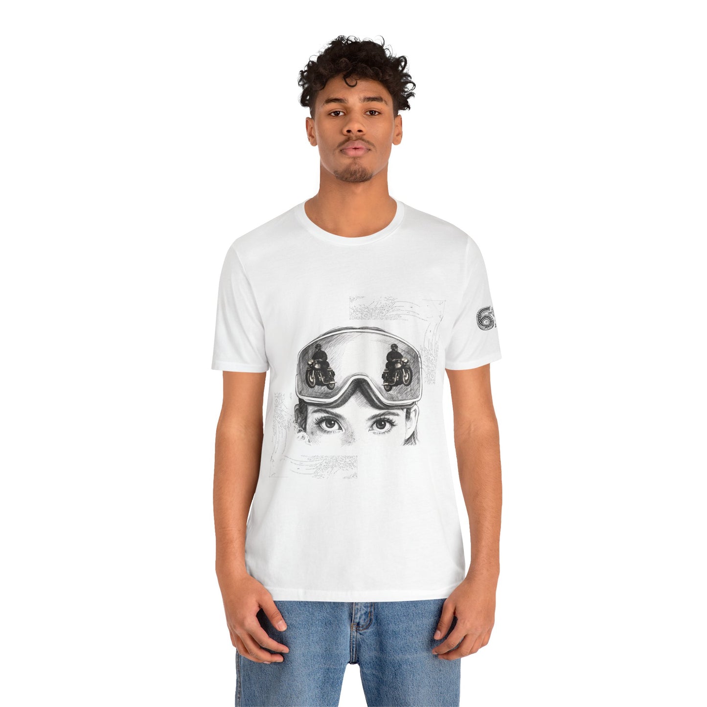 Ski Goggle Eyes Graphic Tee — Retro Motorcycle Racing T‑Shirt