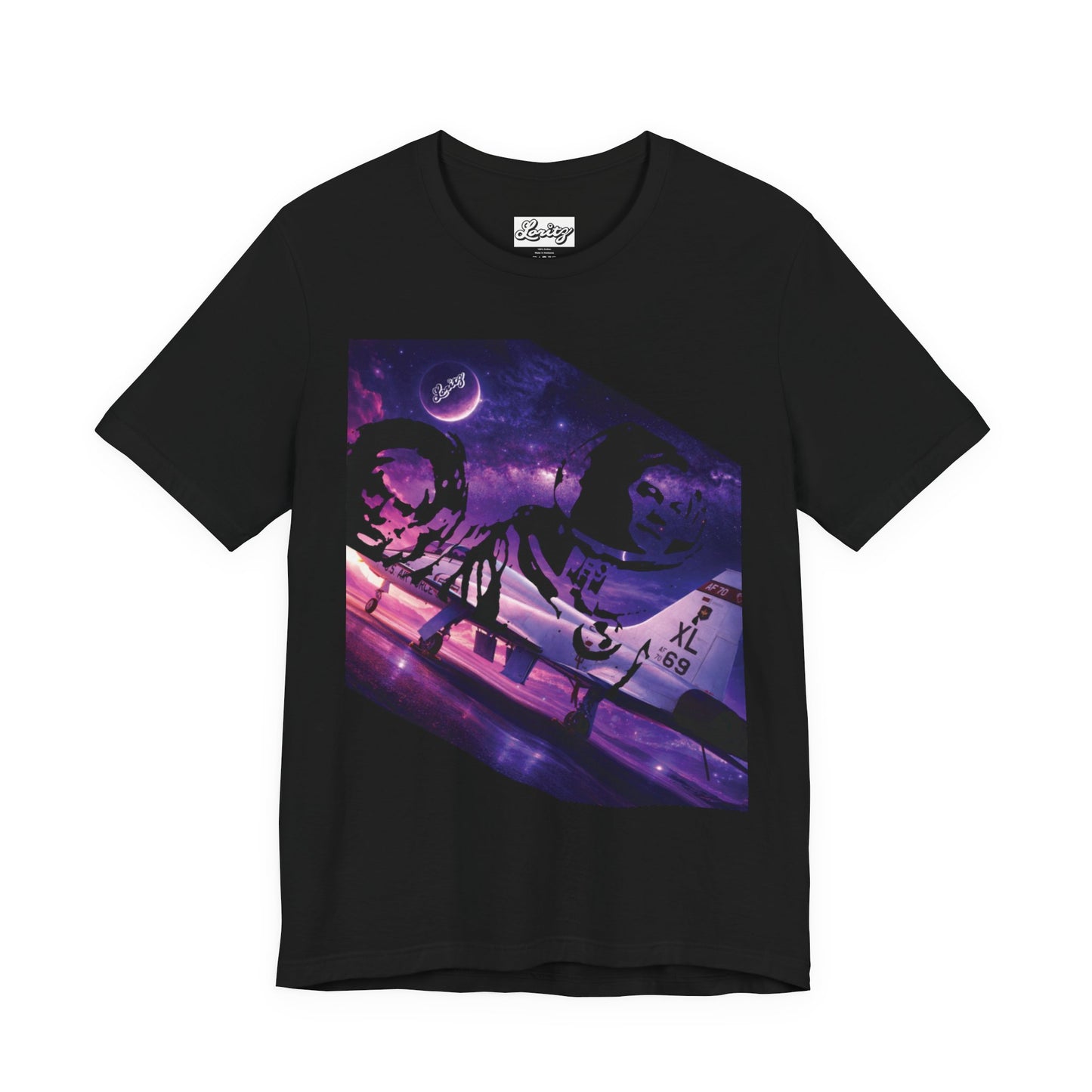 Cosmic Flight” Jet & Galaxy Graphic T-Shirt – Futuristic Streetwear Tee