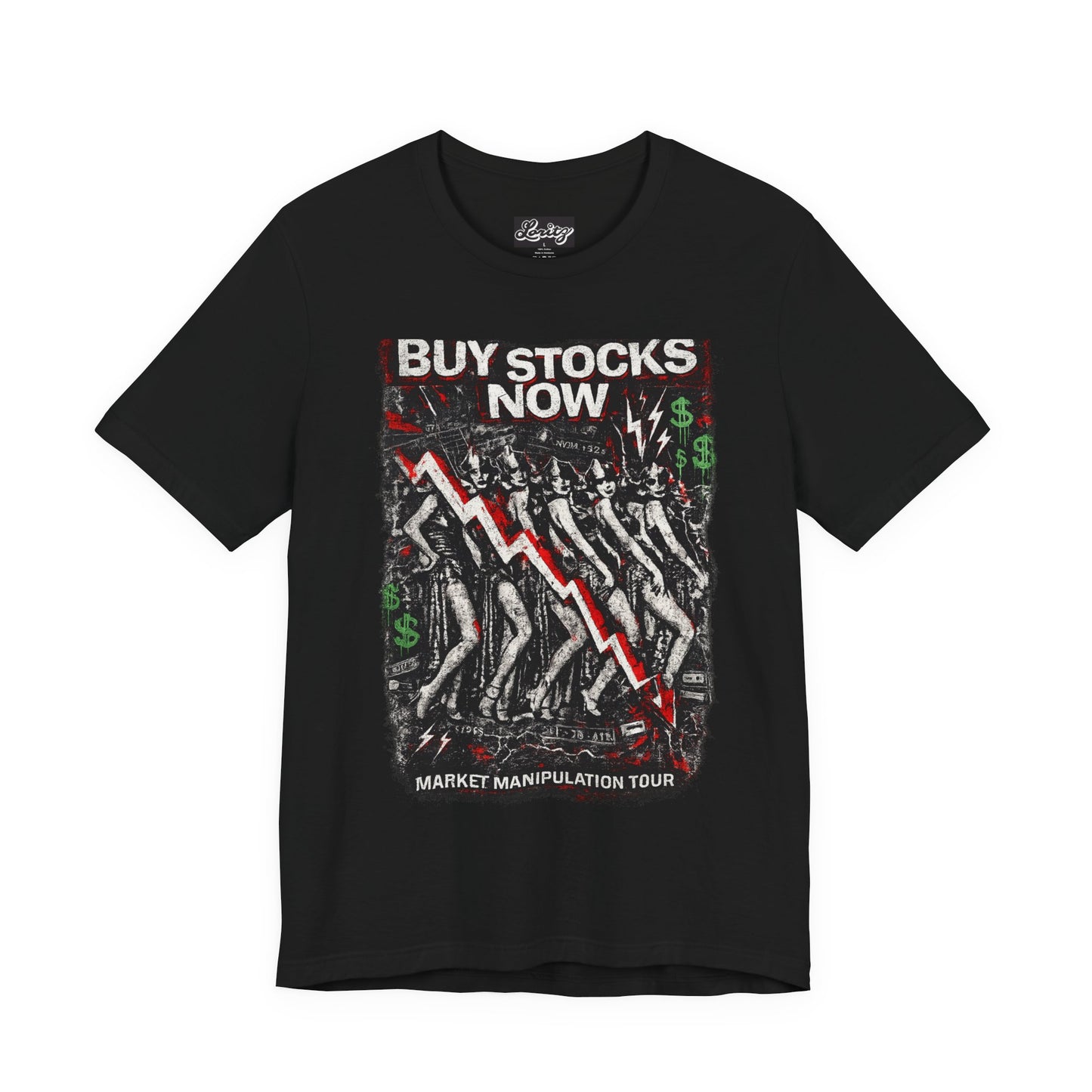 Buy Stocks Now Graphic Tee — Market Manipulation Tour Shirt