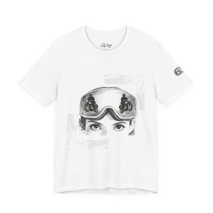Ski Goggle Eyes Graphic Tee — Retro Motorcycle Racing T‑Shirt