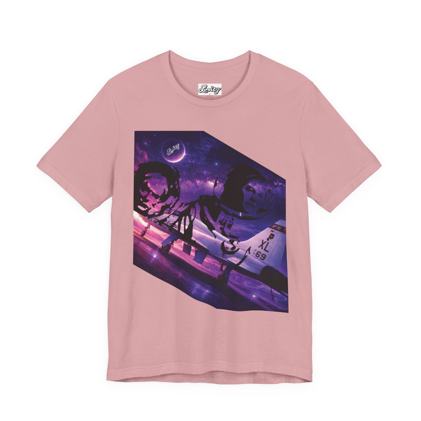 Cosmic Flight” Jet & Galaxy Graphic T-Shirt – Futuristic Streetwear Tee