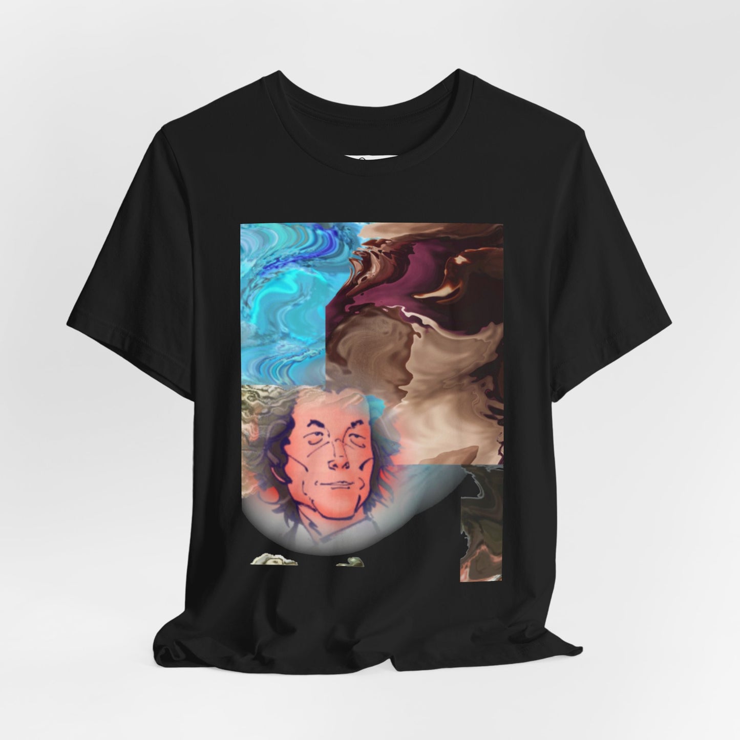 Abstract Portrait Graphic T-Shirt – Modern Art Glitch Face Tee, Streetwear Design