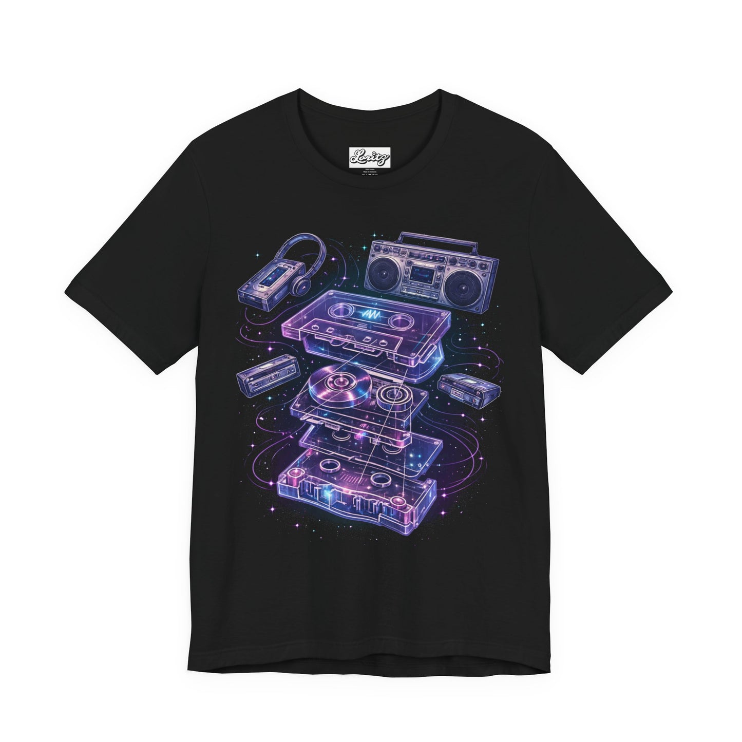 Retro Cassette Tape T-Shirt – Analog Music Graphic Tee, Neon Streetwear Shirt