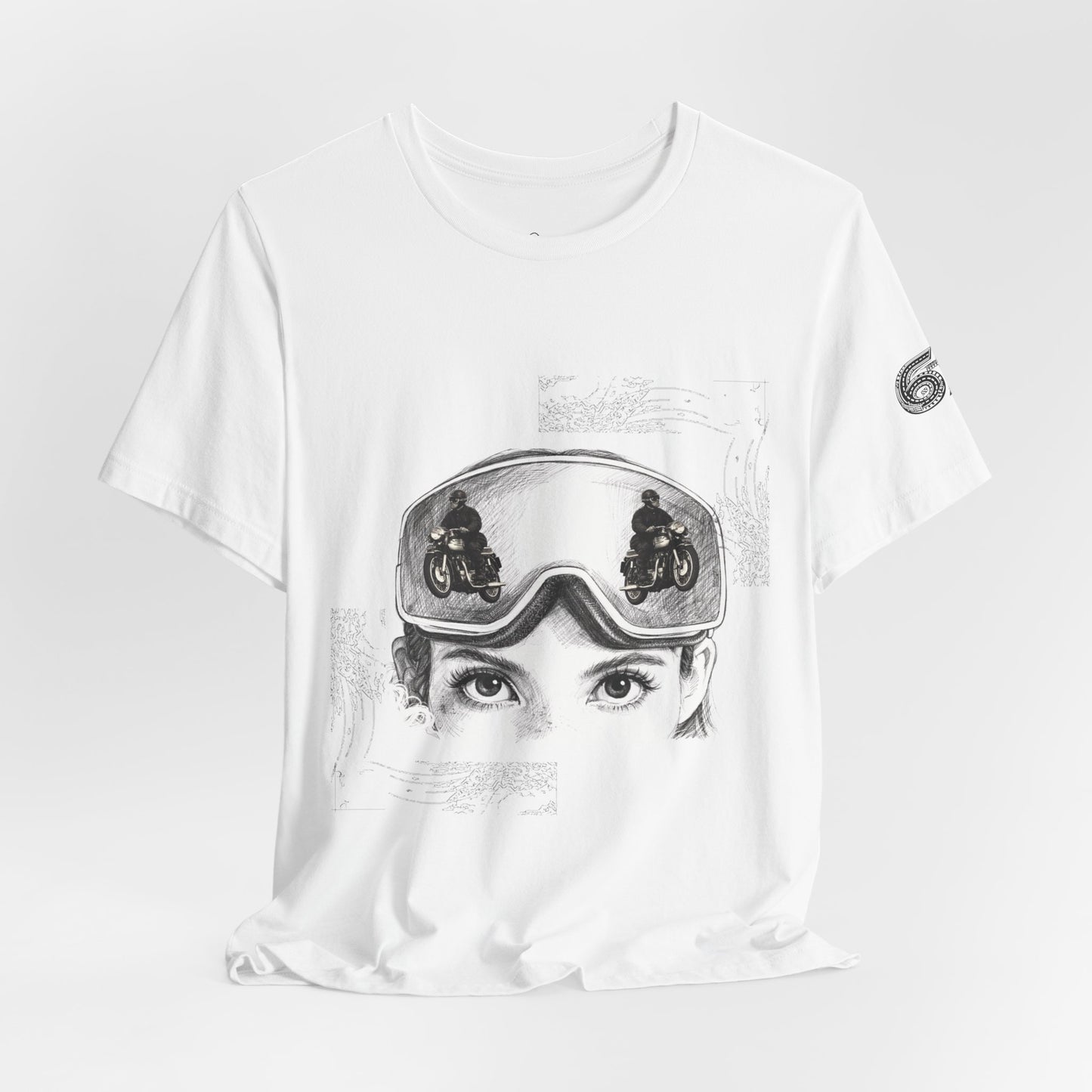 Ski Goggle Eyes Graphic Tee — Retro Motorcycle Racing T‑Shirt