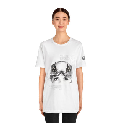 Ski Goggle Eyes Graphic Tee — Retro Motorcycle Racing T‑Shirt