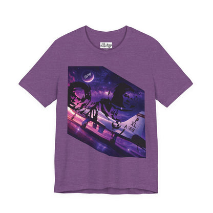 Cosmic Flight” Jet & Galaxy Graphic T-Shirt – Futuristic Streetwear Tee