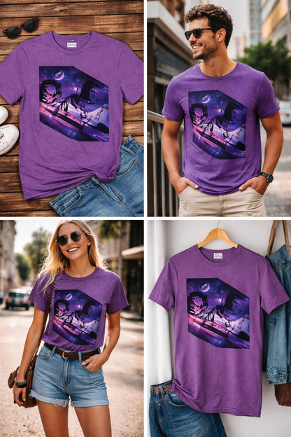 Cosmic Flight” Jet & Galaxy Graphic T-Shirt – Futuristic Streetwear Tee